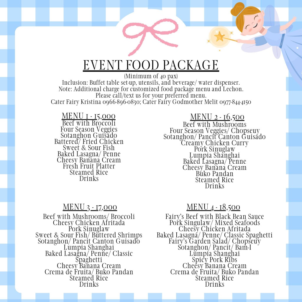 Event Buffet Menu Sheet