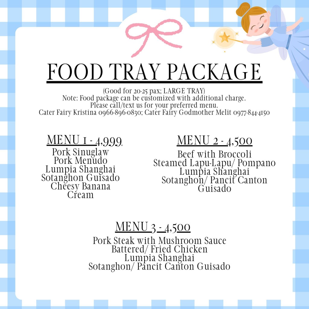 Food Tray Packages Sheet